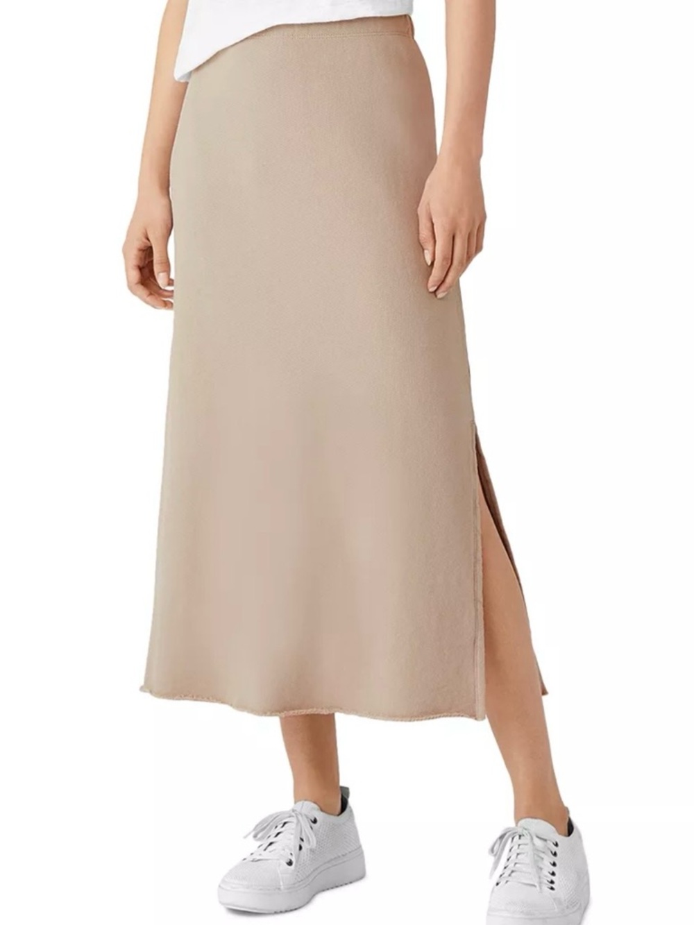 Eileen Fisher Beige Midi Slip Skirt